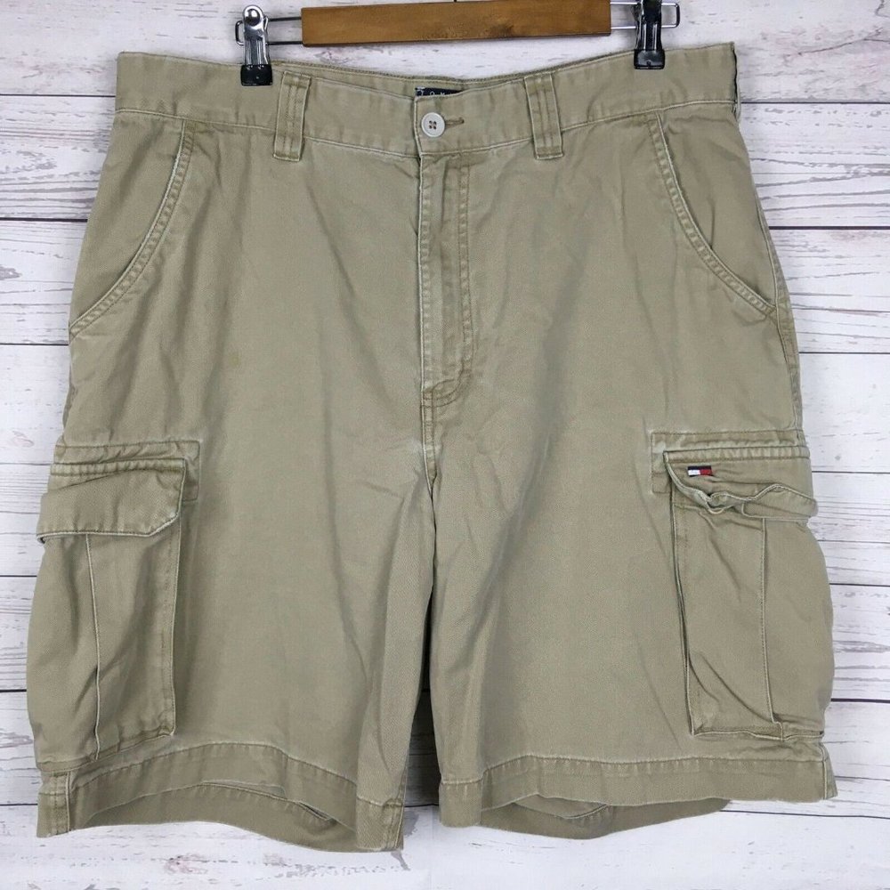 Tommy Hilfiger Mens‎ Cargo Shorts 36 Khaki Tan Cotton Summer